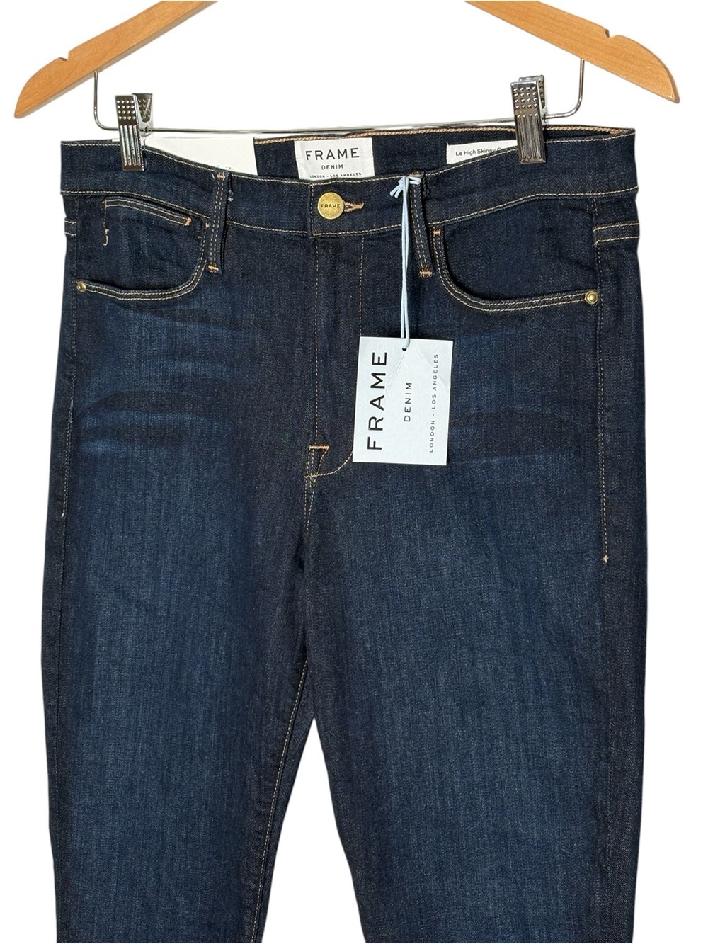 NWT FRAME Le High Skinny Crop Jeans in Dame Dark Wash • Size 31 • $258 - Picture 6 of 16